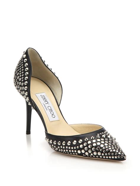 Studded Leather Bird Pumps in Shale 